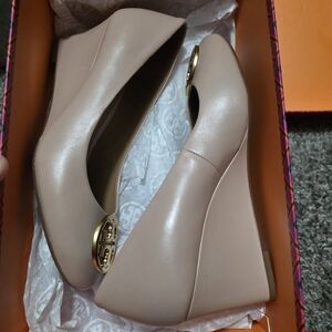 Tory Burch Sand Nappa Leather Wedges